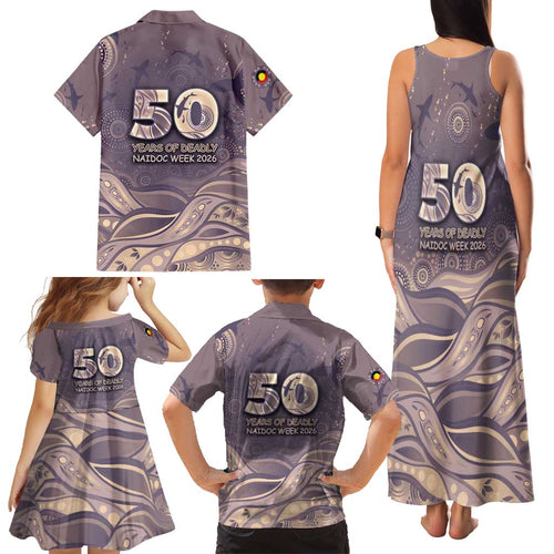 Personalised NAIDOC Week 2026 Family Matching Tank Maxi Dress and Hawaiian Shirt Shark Pattern Coastal Style