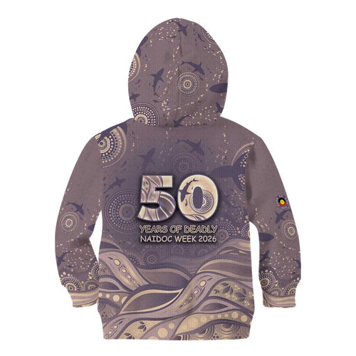 Personalised NAIDOC Week 2026 Kid Hoodie Shark Pattern Coastal Style