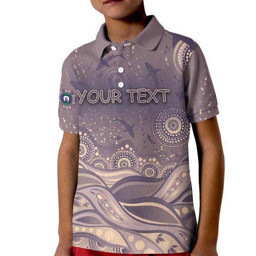 Personalised NAIDOC Week 2026 Kid Polo Shirt Shark Pattern Coastal Style