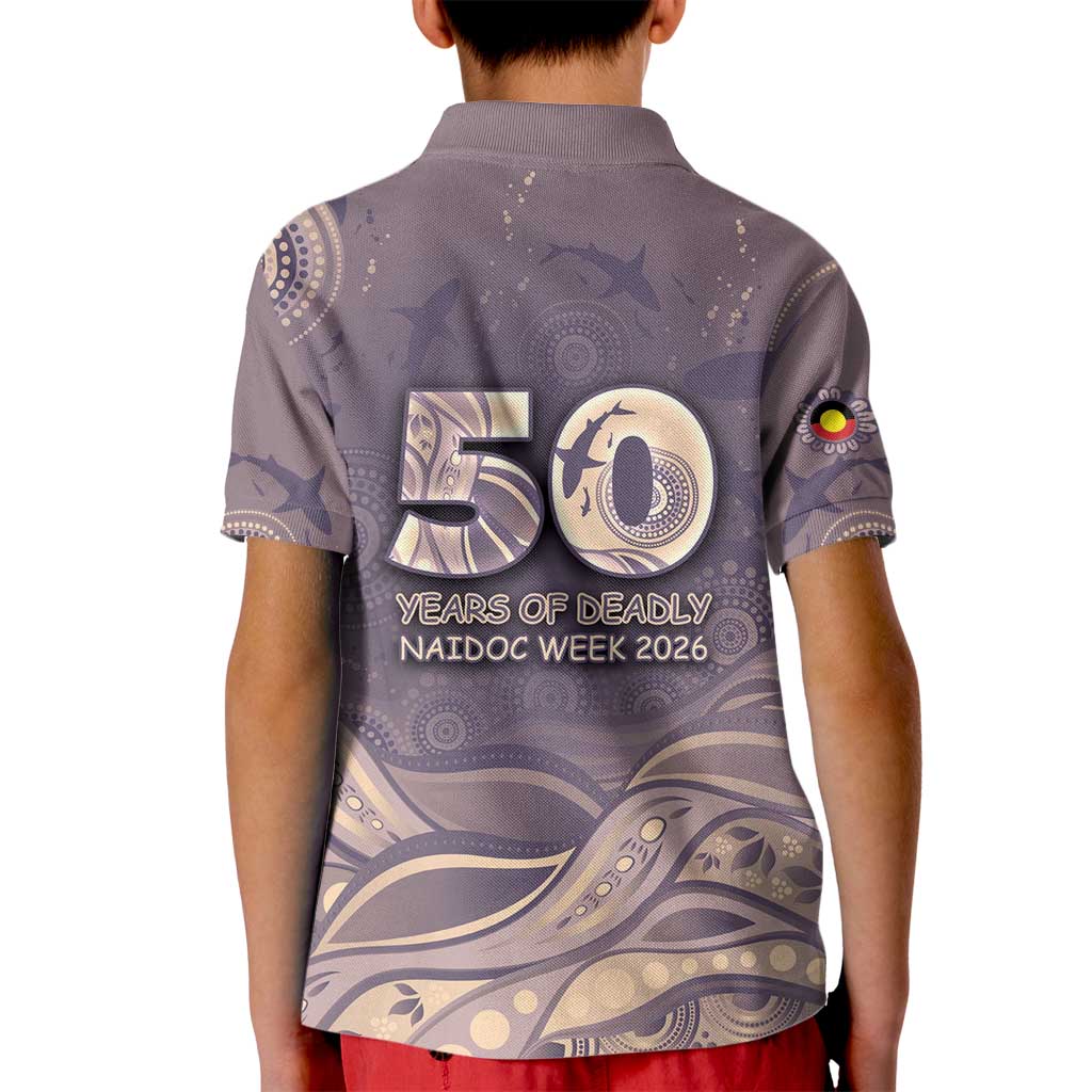 Personalised NAIDOC Week 2026 Kid Polo Shirt Shark Pattern Coastal Style
