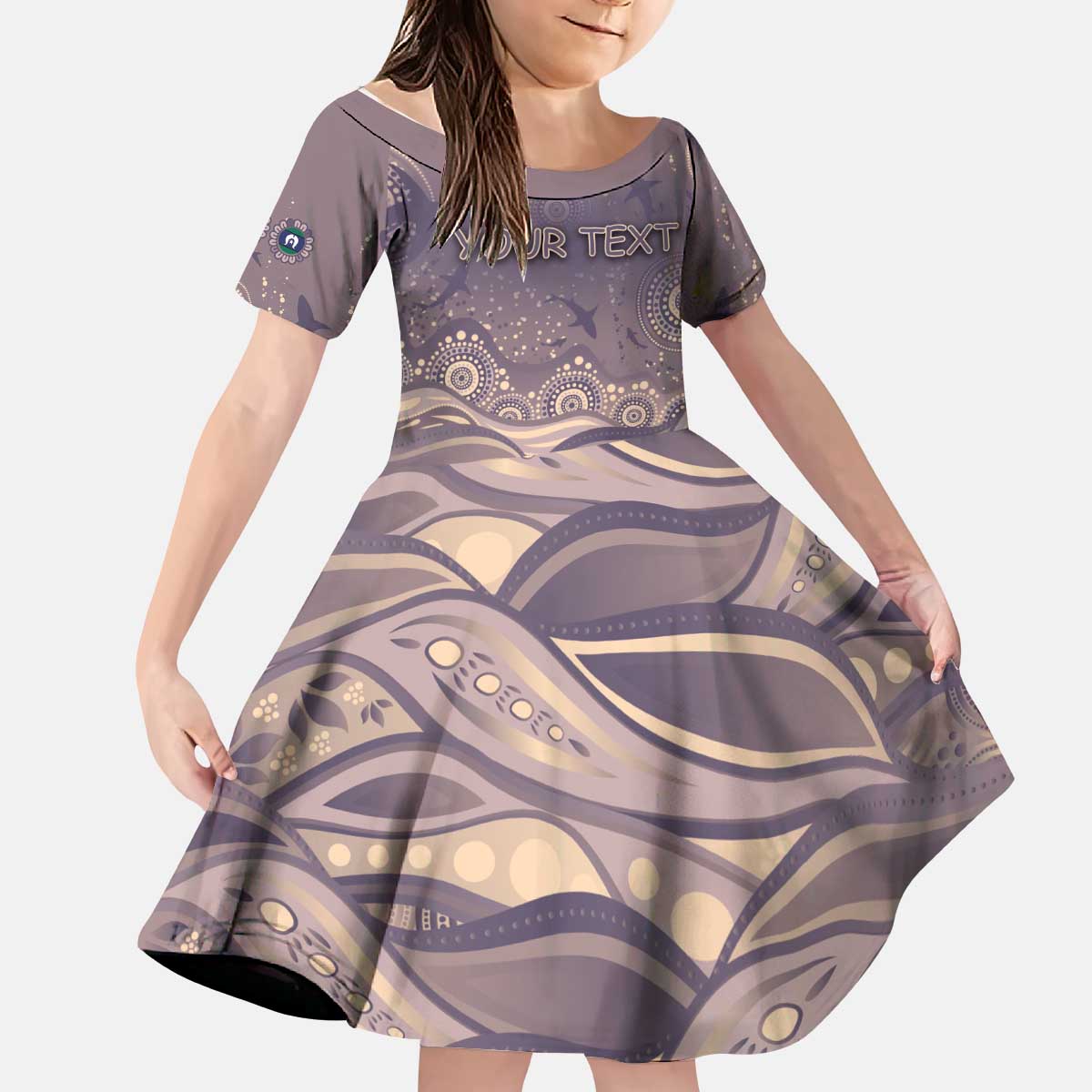 Personalised NAIDOC Week 2026 Kid Short Sleeve Dress Shark Pattern Coastal Style