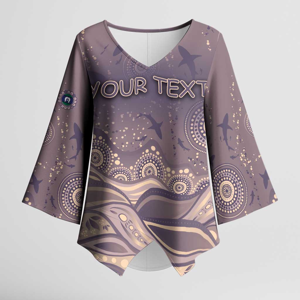 Personalised NAIDOC Week 2026 Kimono Sleeve Blouse Shark Pattern Coastal Style