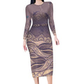 Personalised NAIDOC Week 2026 Long Sleeve Bodycon Dress Shark Pattern Coastal Style