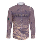 Personalised NAIDOC Week 2026 Long Sleeve Button Shirt Shark Pattern Coastal Style
