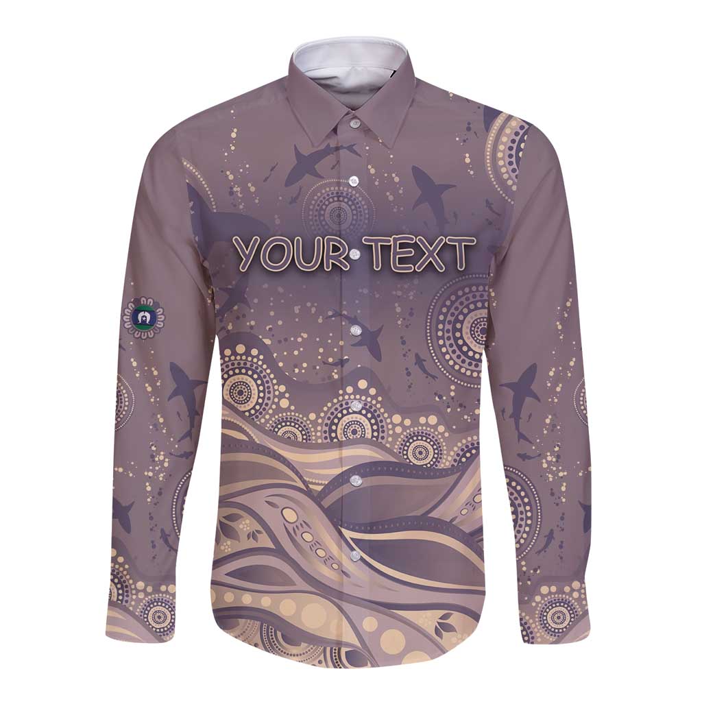 Personalised NAIDOC Week 2026 Long Sleeve Button Shirt Shark Pattern Coastal Style