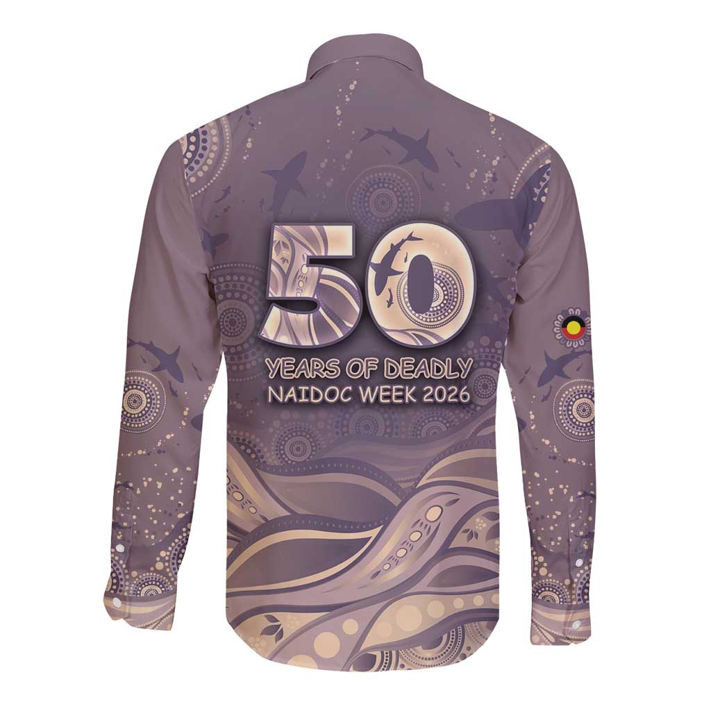 Personalised NAIDOC Week 2026 Long Sleeve Button Shirt Shark Pattern Coastal Style