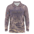 Personalised NAIDOC Week 2026 Long Sleeve Polo Shirt Shark Pattern Coastal Style