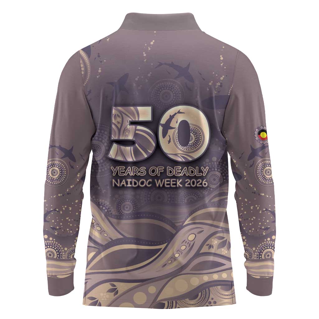 Personalised NAIDOC Week 2026 Long Sleeve Polo Shirt Shark Pattern Coastal Style