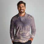 Personalised NAIDOC Week 2026 Long Sleeve Polo Shirt Shark Pattern Coastal Style