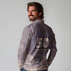 Personalised NAIDOC Week 2026 Long Sleeve Polo Shirt Shark Pattern Coastal Style