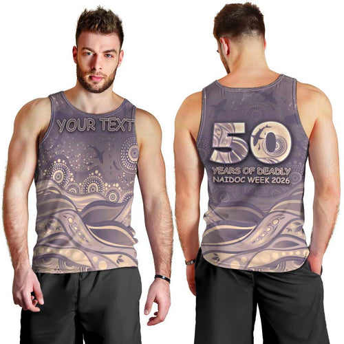Personalised NAIDOC Week 2026 Men Tank Top Shark Pattern Coastal Style