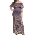 Personalised NAIDOC Week 2026 Off Shoulder Maxi Dress Shark Pattern Coastal Style