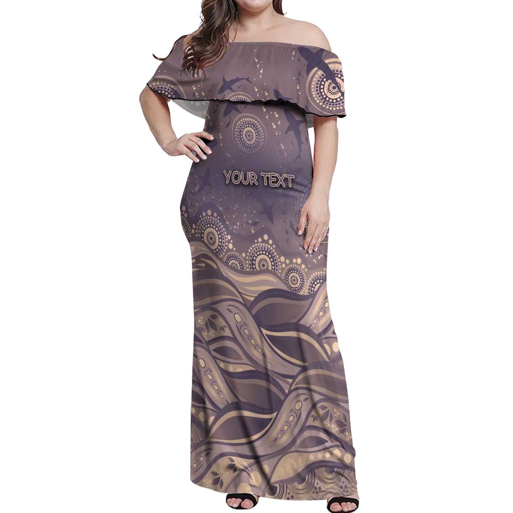 Personalised NAIDOC Week 2026 Off Shoulder Maxi Dress Shark Pattern Coastal Style
