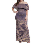 Personalised NAIDOC Week 2026 Off Shoulder Maxi Dress Shark Pattern Coastal Style