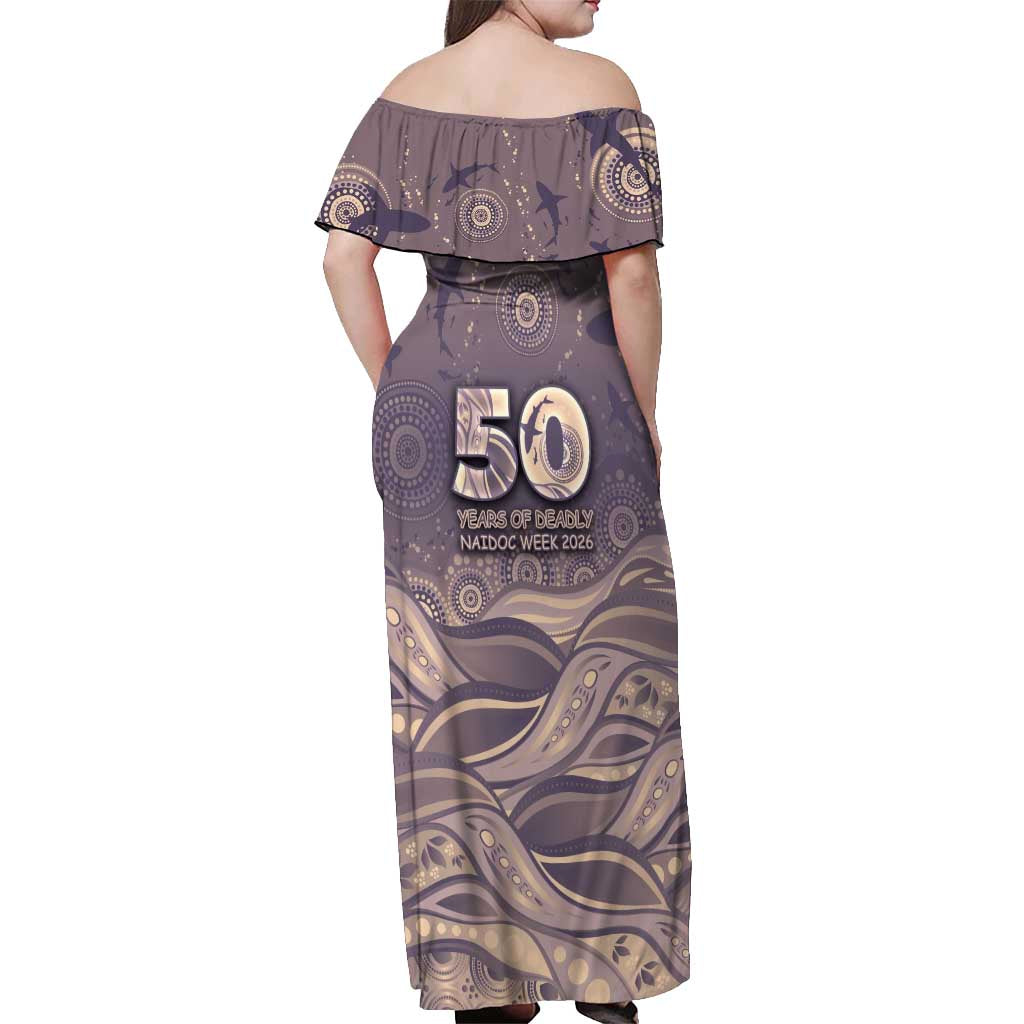 Personalised NAIDOC Week 2026 Off Shoulder Maxi Dress Shark Pattern Coastal Style