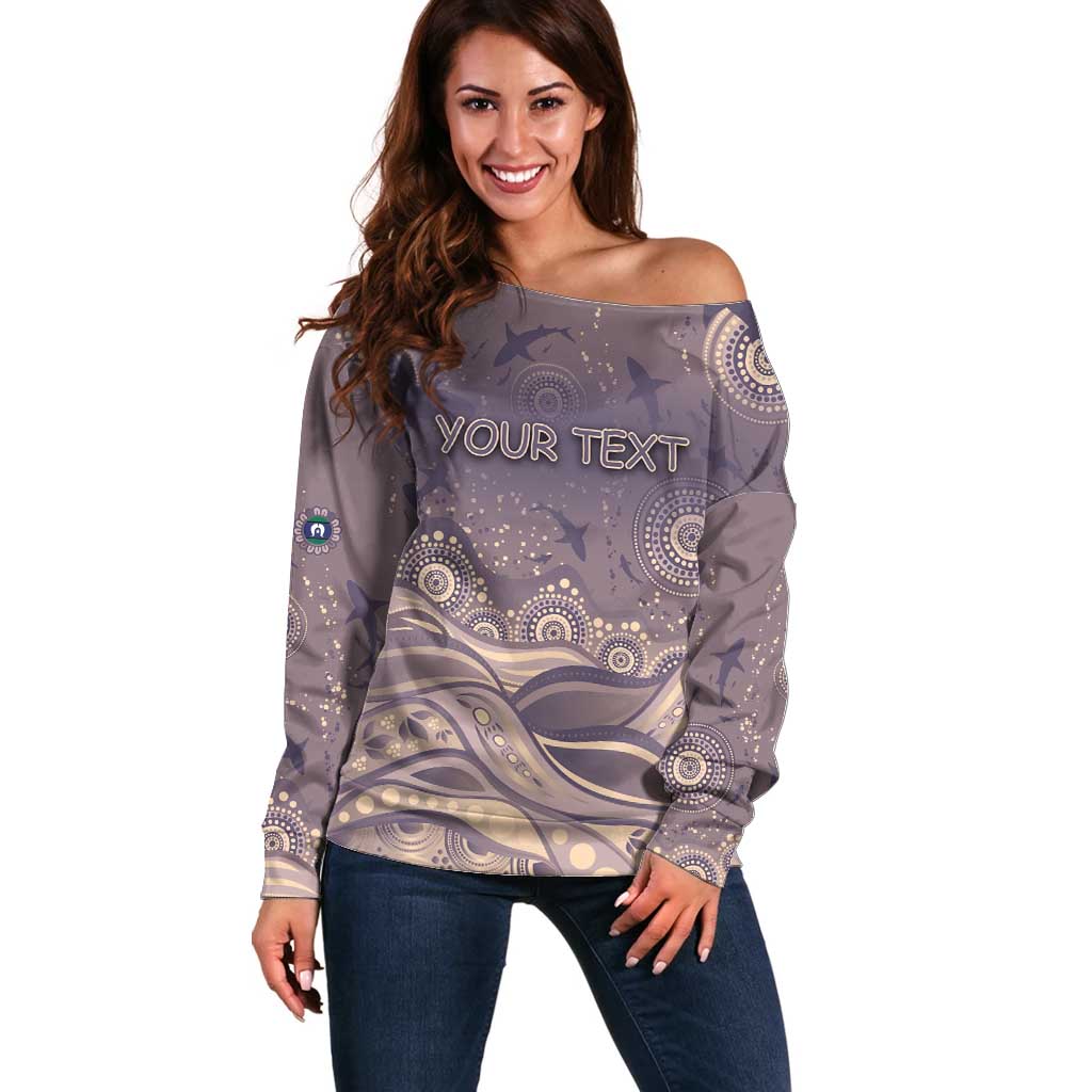 Personalised NAIDOC Week 2026 Off Shoulder Sweater Shark Pattern Coastal Style