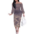 Personalised NAIDOC Week 2026 Off The Shoulder Long Sleeve Dress Shark Pattern Coastal Style