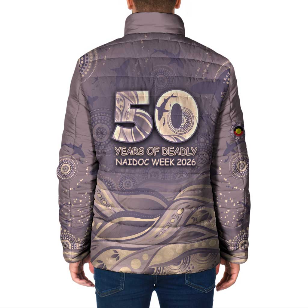 Personalised NAIDOC Week 2026 Padded Jacket Shark Pattern Coastal Style