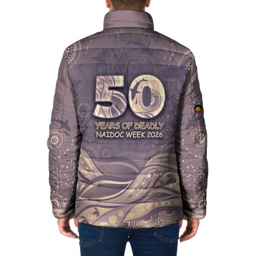 Personalised NAIDOC Week 2026 Padded Jacket Shark Pattern Coastal Style