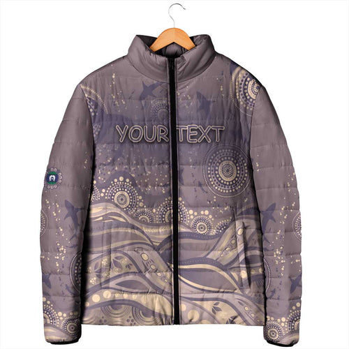 Personalised NAIDOC Week 2026 Padded Jacket Shark Pattern Coastal Style