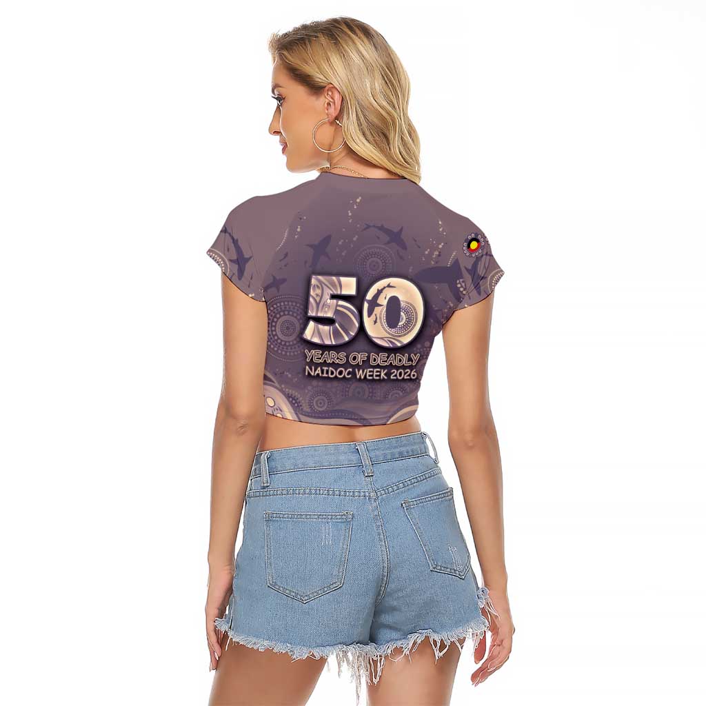 Personalised NAIDOC Week 2026 Raglan Cropped T Shirt Shark Pattern Coastal Style