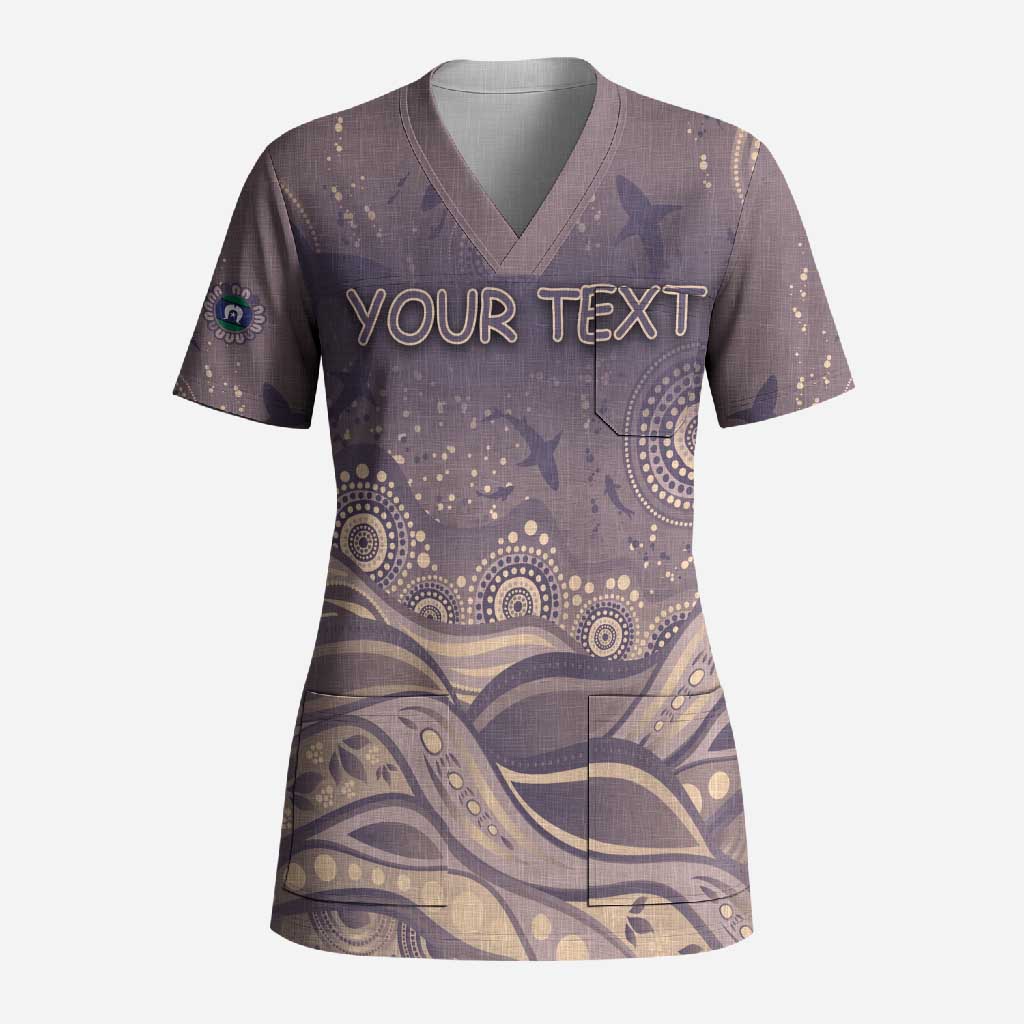 Personalised NAIDOC Week 2026 Scrub Top Shark Pattern Coastal Style