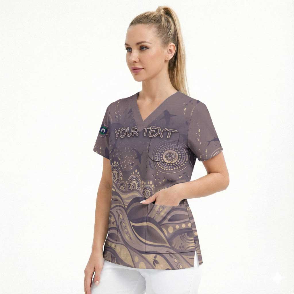 Personalised NAIDOC Week 2026 Scrub Top Shark Pattern Coastal Style