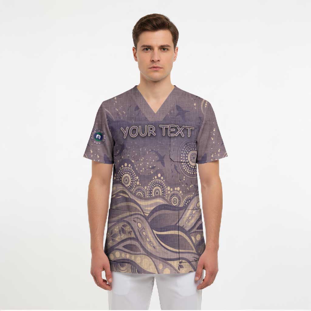 Personalised NAIDOC Week 2026 Scrub Top Shark Pattern Coastal Style