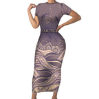 Personalised NAIDOC Week 2026 Short Sleeve Bodycon Dress Shark Pattern Coastal Style