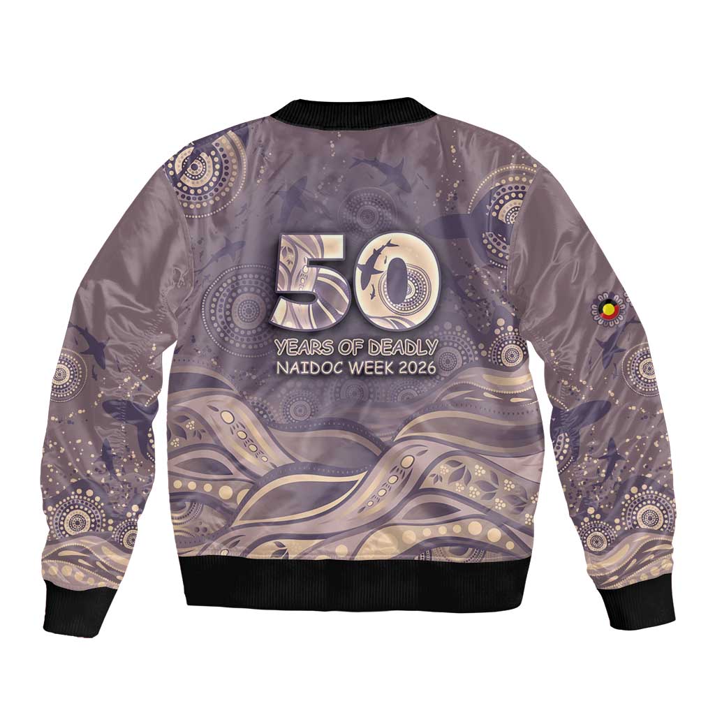 Personalised NAIDOC Week 2026 Sleeve Zip Bomber Jacket Shark Pattern Coastal Style