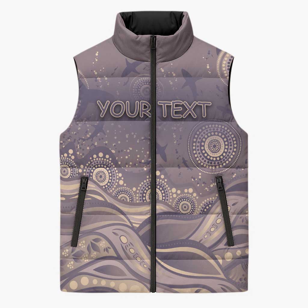 Personalised NAIDOC Week 2026 Sleeveless Puffer Jacket Shark Pattern Coastal Style