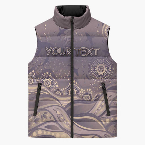 Personalised NAIDOC Week 2026 Sleeveless Puffer Jacket Shark Pattern Coastal Style