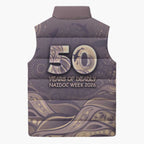 Personalised NAIDOC Week 2026 Sleeveless Puffer Jacket Shark Pattern Coastal Style