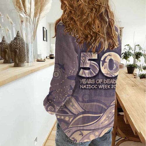 Personalised NAIDOC Week 2026 Women Casual Shirt Shark Pattern Coastal Style