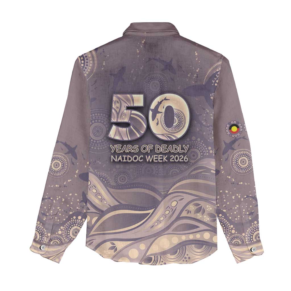 Personalised NAIDOC Week 2026 Women Casual Shirt Shark Pattern Coastal Style