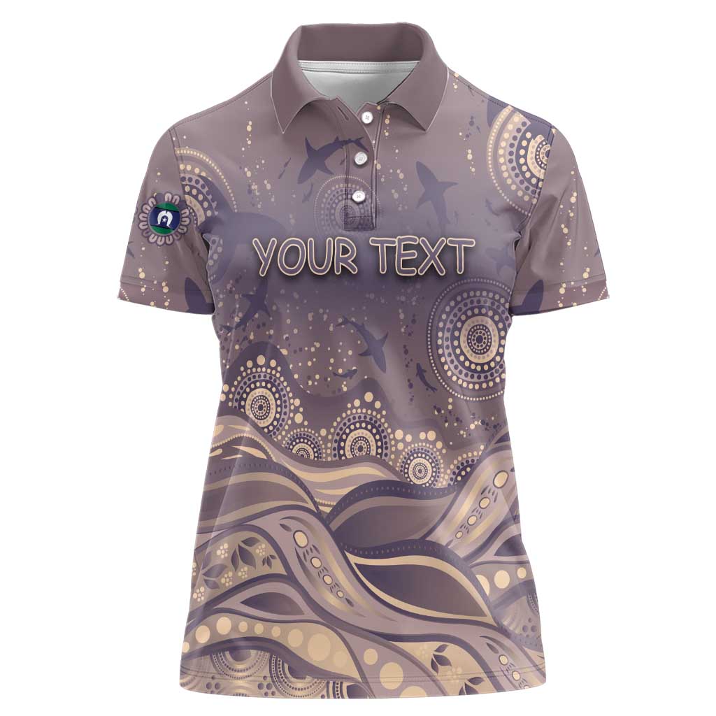 Personalised NAIDOC Week 2026 Women Polo Shirt Shark Pattern Coastal Style