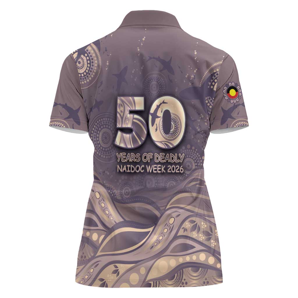 Personalised NAIDOC Week 2026 Women Polo Shirt Shark Pattern Coastal Style