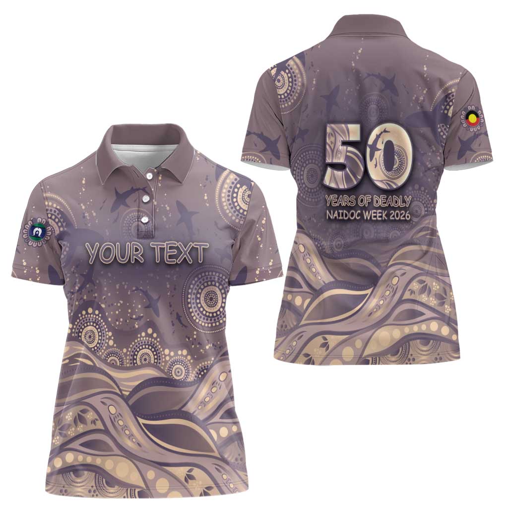 Personalised NAIDOC Week 2026 Women Polo Shirt Shark Pattern Coastal Style