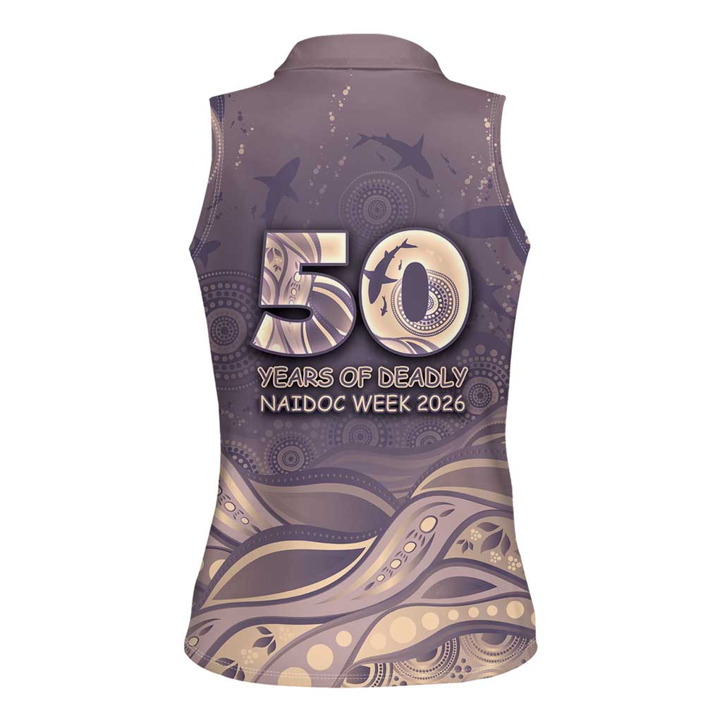 Personalised NAIDOC Week 2026 Women Sleeveless Polo Shirt Shark Pattern Coastal Style