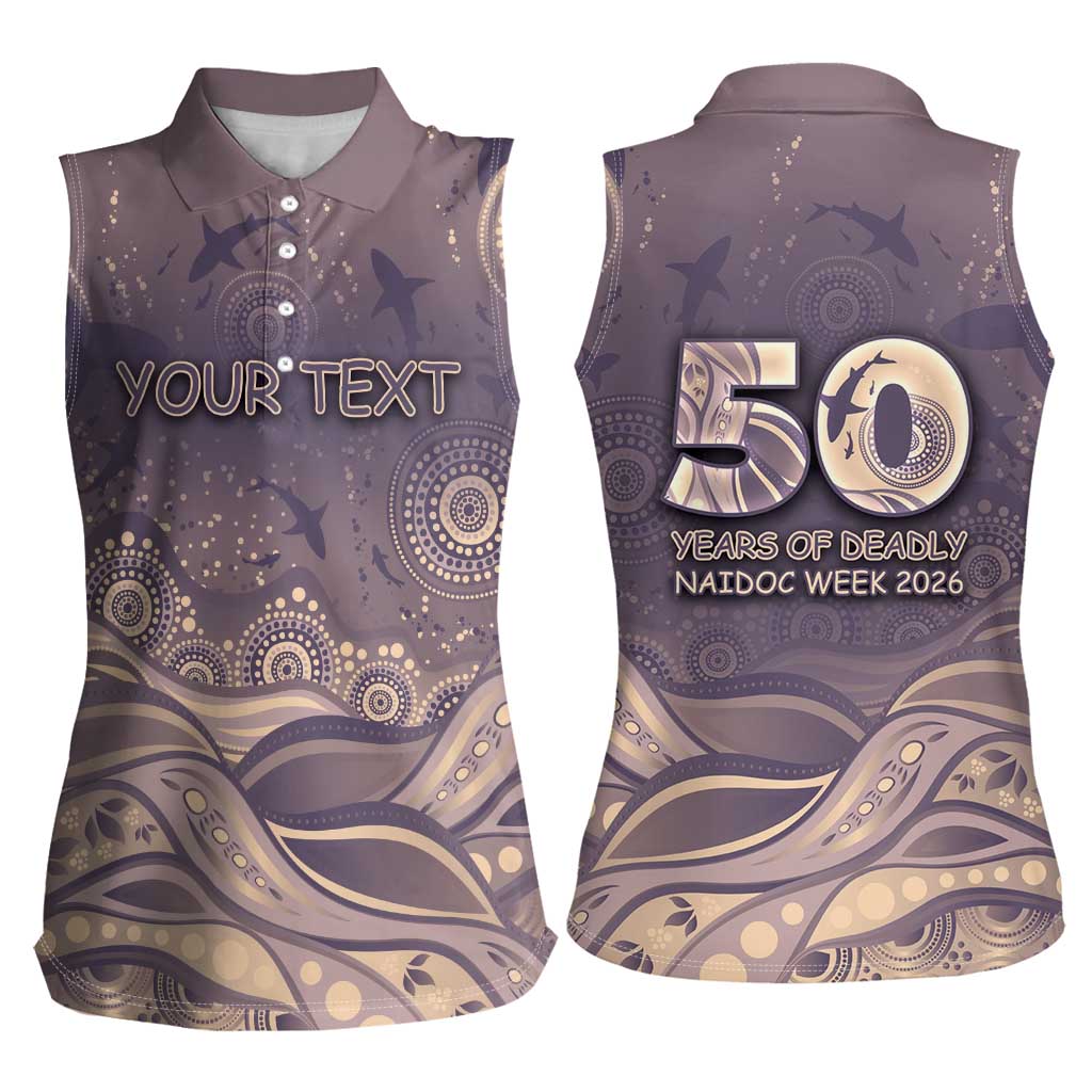 Personalised NAIDOC Week 2026 Women Sleeveless Polo Shirt Shark Pattern Coastal Style