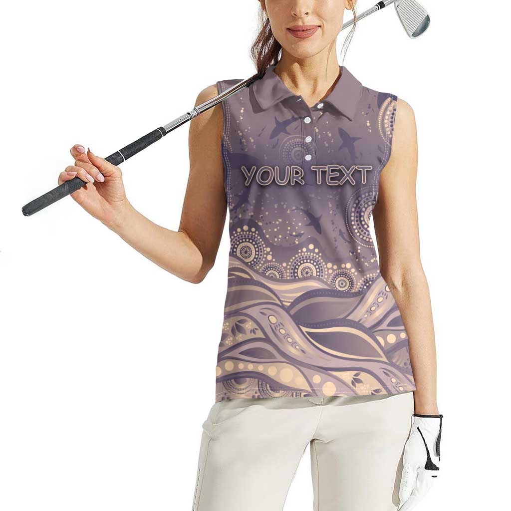 Personalised NAIDOC Week 2026 Women Sleeveless Polo Shirt Shark Pattern Coastal Style