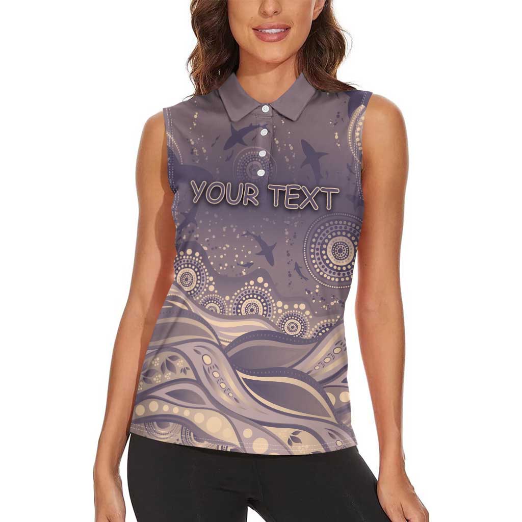 Personalised NAIDOC Week 2026 Women Sleeveless Polo Shirt Shark Pattern Coastal Style