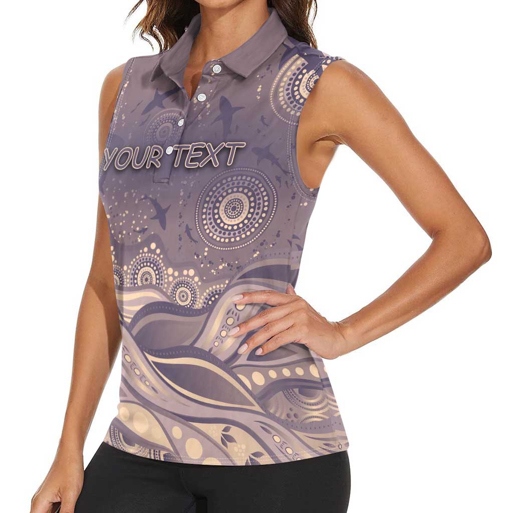 Personalised NAIDOC Week 2026 Women Sleeveless Polo Shirt Shark Pattern Coastal Style