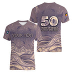Personalised NAIDOC Week 2026 Women V-Neck T-Shirt Shark Pattern Coastal Style