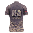 Personalised NAIDOC Week 2026 Zipper Polo Shirt Shark Pattern Coastal Style