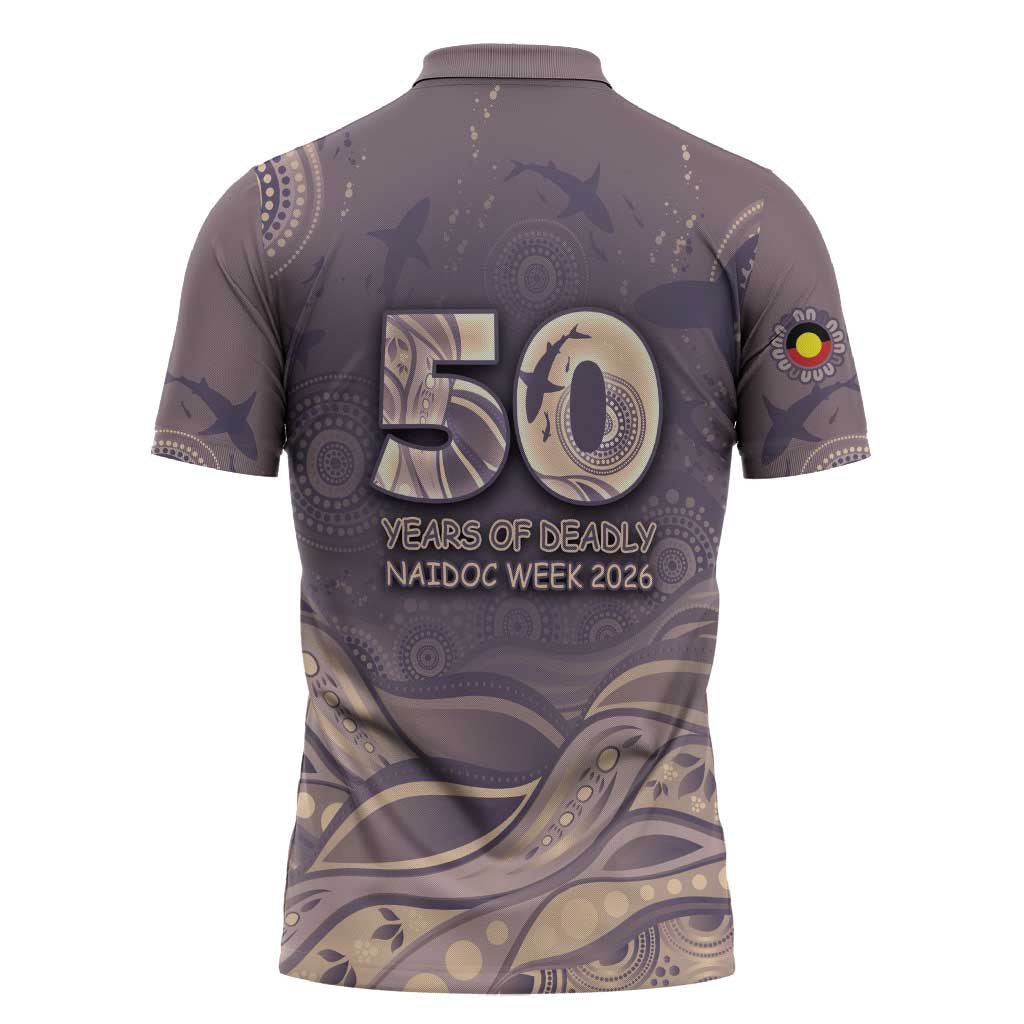 Personalised NAIDOC Week 2026 Zipper Polo Shirt Shark Pattern Coastal Style