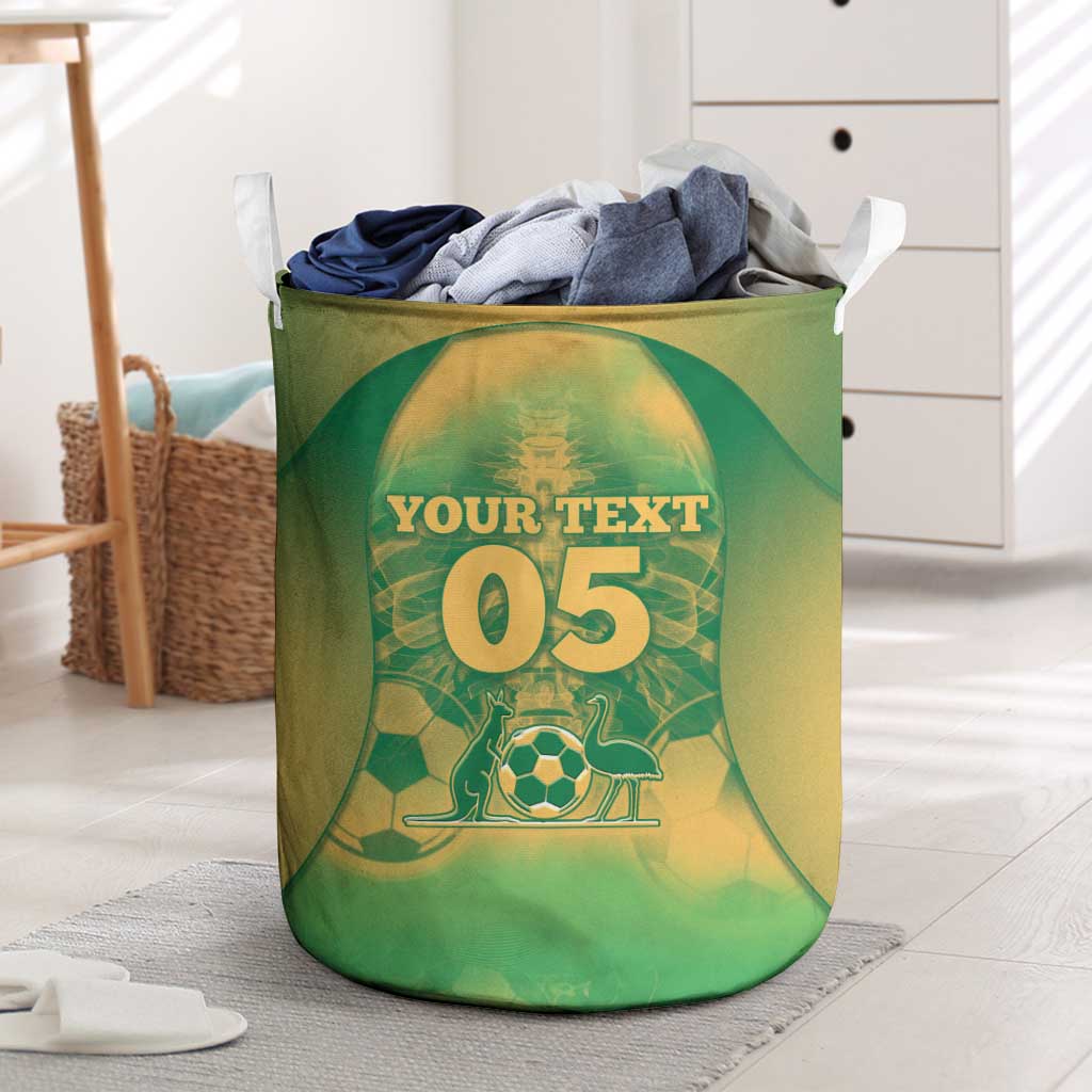 Custom Australia Soccer Laundry Basket Skeleton Gradient Vintage Spray