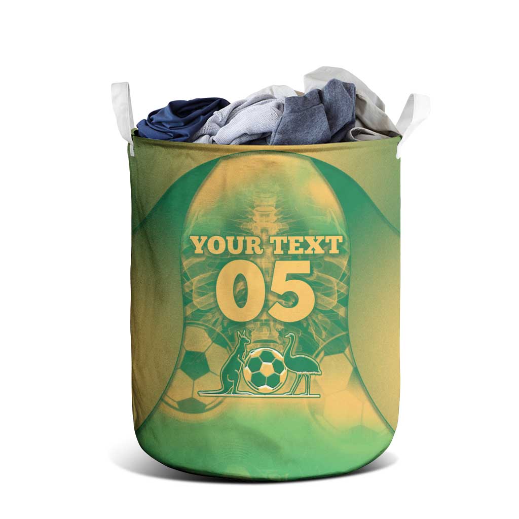 Custom Australia Soccer Laundry Basket Skeleton Gradient Vintage Spray