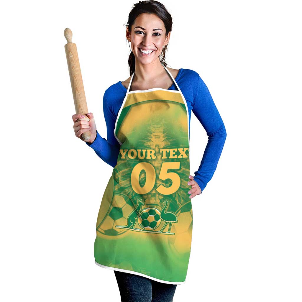 Custom Australia Soccer Apron Skeleton Gradient Vintage Spray