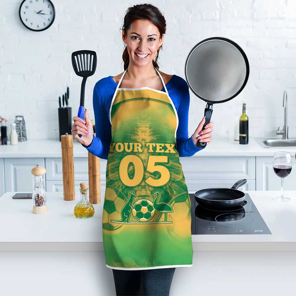 Custom Australia Soccer Apron Skeleton Gradient Vintage Spray